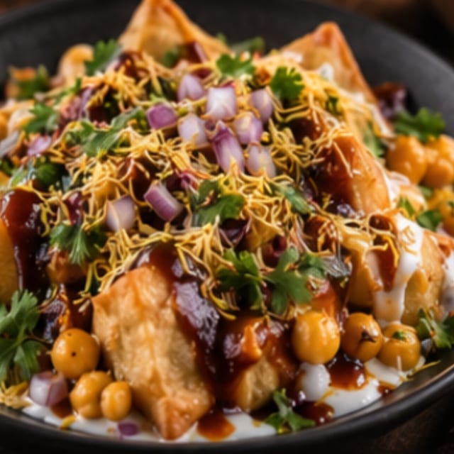 Samosa Chaat - Vegan.
